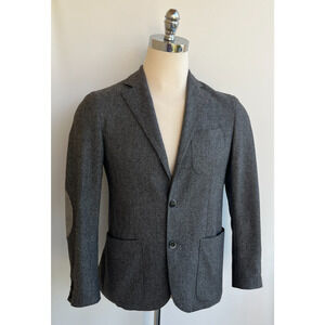 Lubiam Men’s Blazer Jacket Elbow Pads Gray Size 48 R It, US 38 R